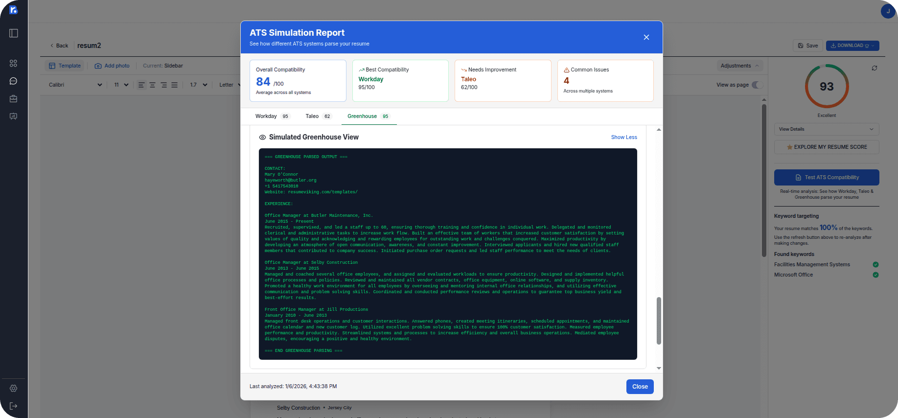 ATS parsing visualization