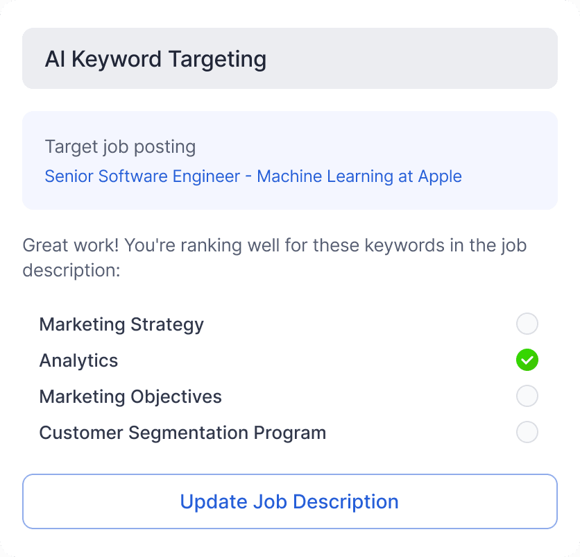 AI Keyword Targeting interface