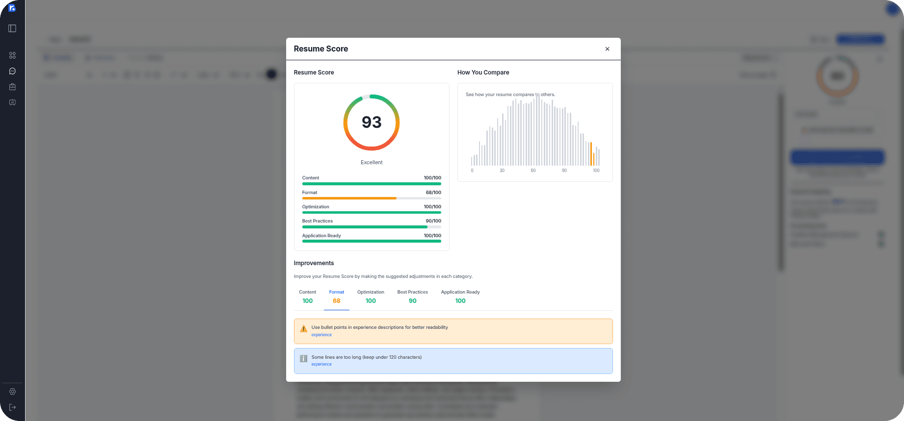 Resume score analysis interface