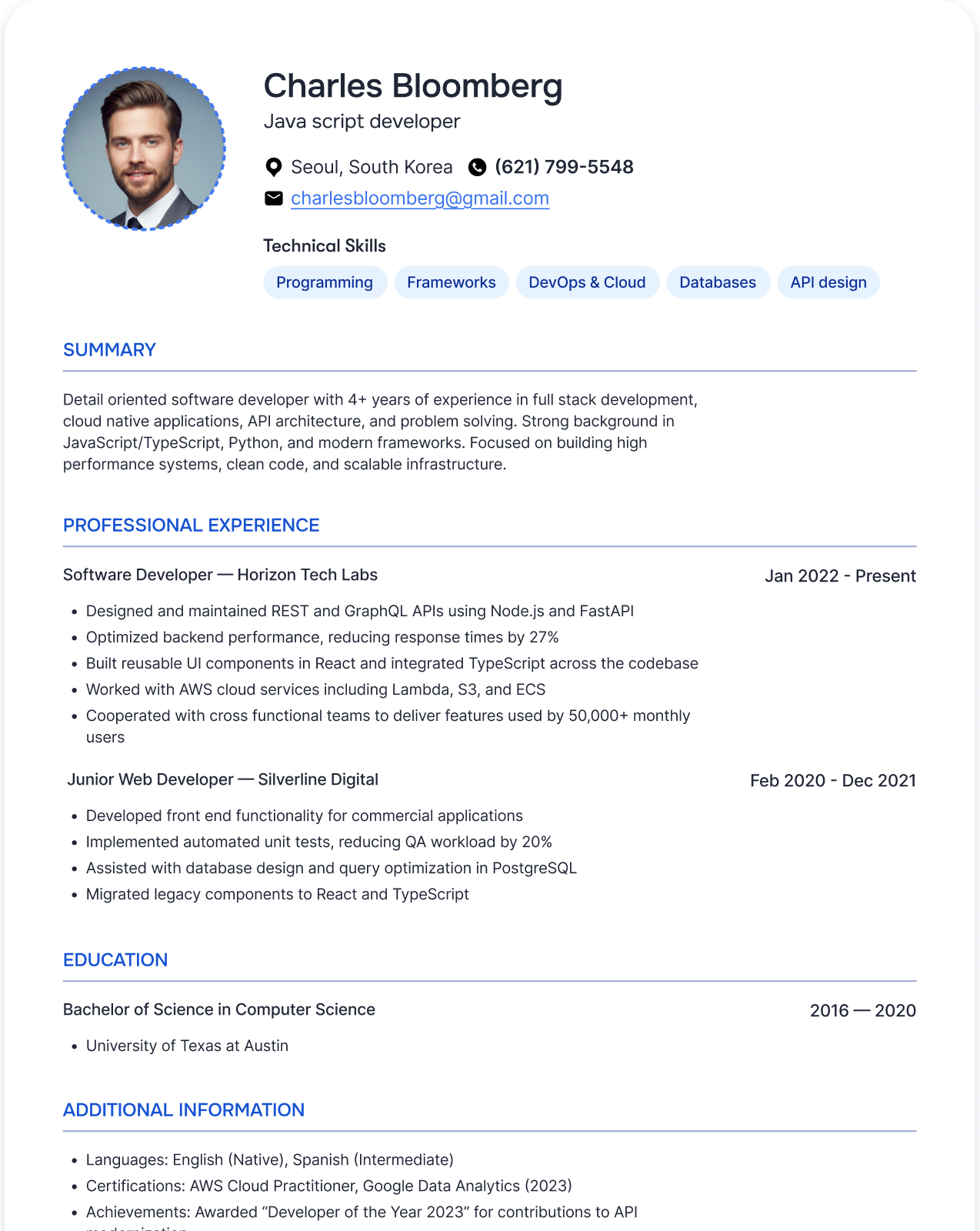 Resume preview